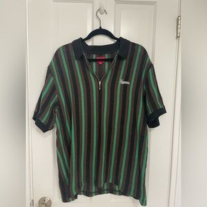 Supreme Crochet & Striped Large Unisex Quarter Zip Shirt